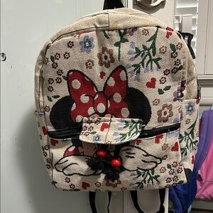 Floral Patterned and Mickey Mouse Kids Backpack
